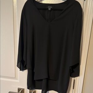 Karen Kane Black Layered V-Neck Tunic Top